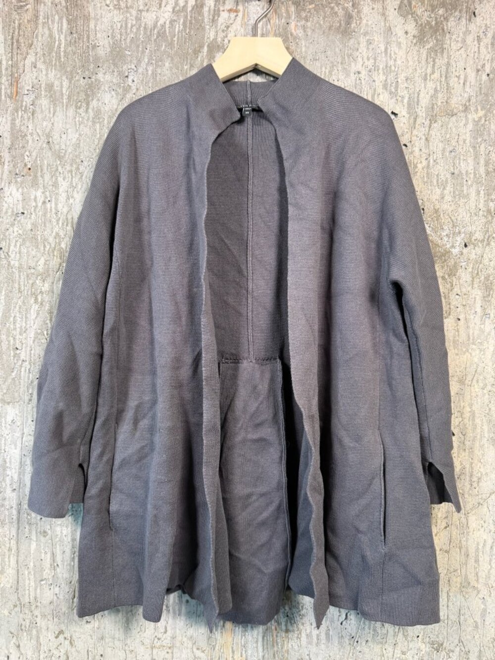 EILEEN FISHER Women's Silk Cotton Open Front Cardigan Size XS in Gray